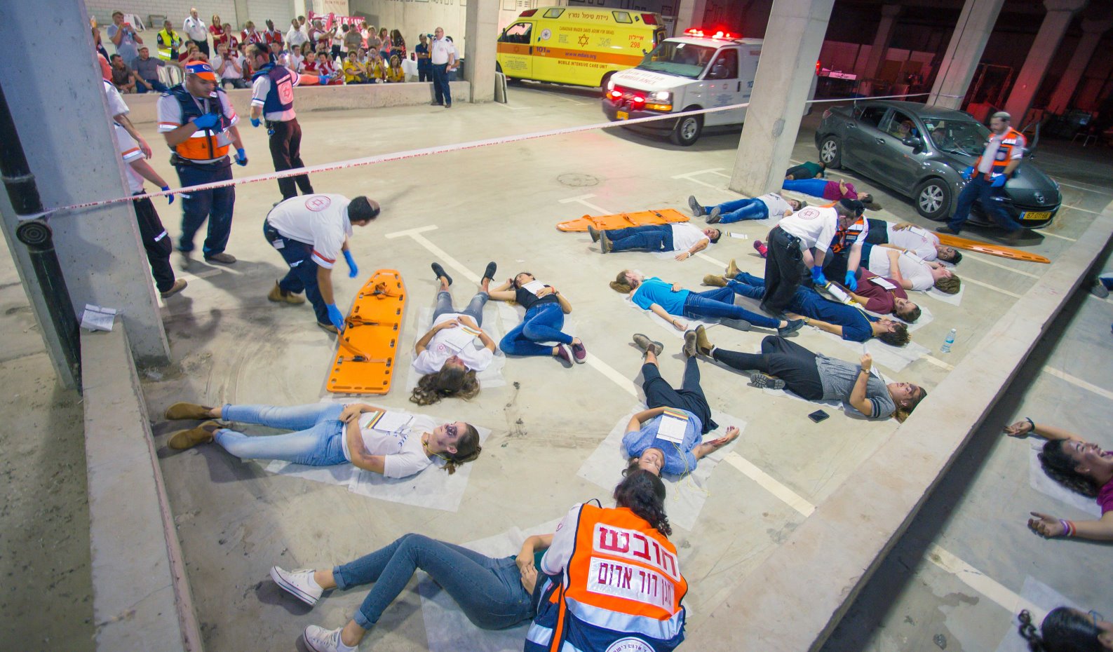 Conference delegates watched a mass-casualty drill in Modi’in to see how MDA operates. Photo: courtesy