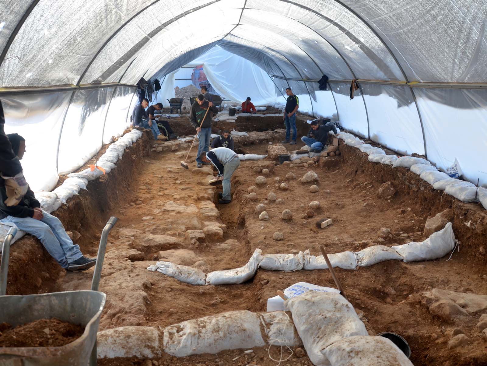 Israel Antiquities Authority excavation site in the Russian Compound of Jerusalem where scientists uncovered the Third Wall that surrounded the city in 70 CE. Photo by Yoli Shwartz/Israel Antiquities Authority