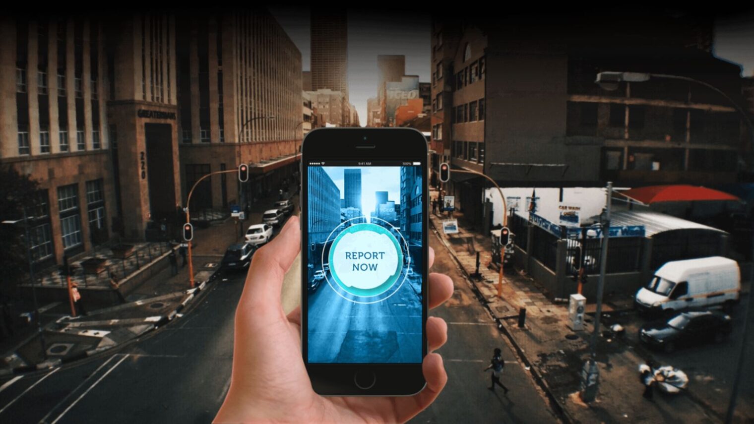 Reporty connects smartphone users instantly to emergency call centers and can give dispatchers vital audio and video information. Photo: courtesy