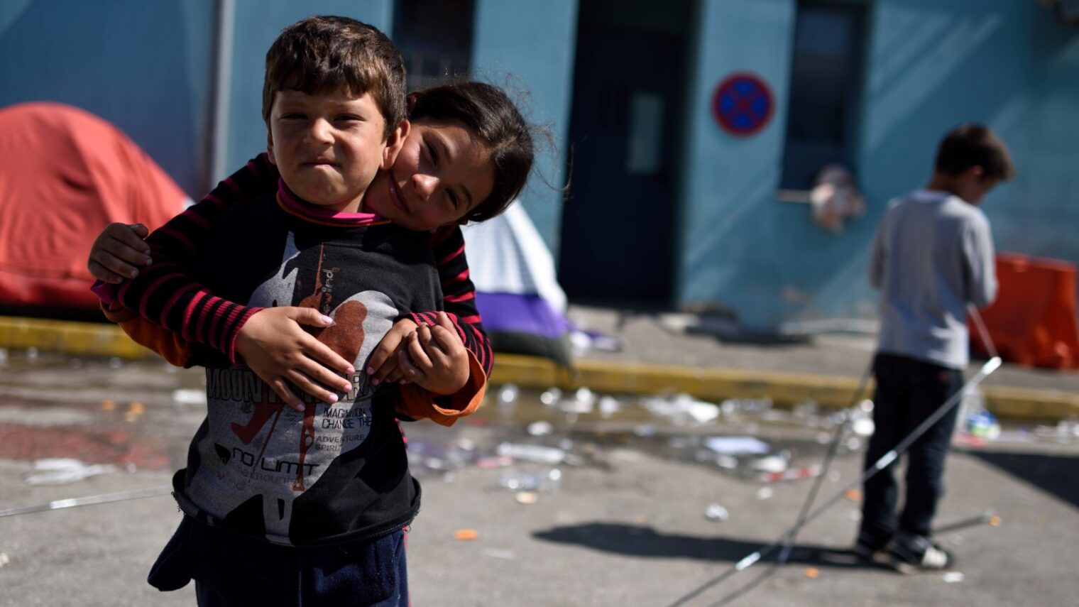 Syrian refugee children at a temporary shelter in Athens. Photo by Gili Yaari/FLASH90