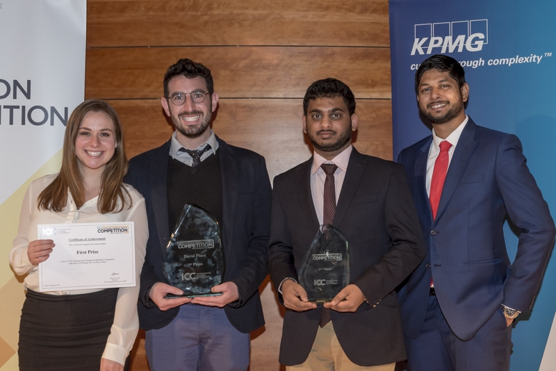 Rachel Rhodes and Daniel Winer (on left), students at College of Law and Business (CLB) in Ramat Gan, are the 2017 champions of the annual ICC International Commercial Mediation Competition. Photo courtesy