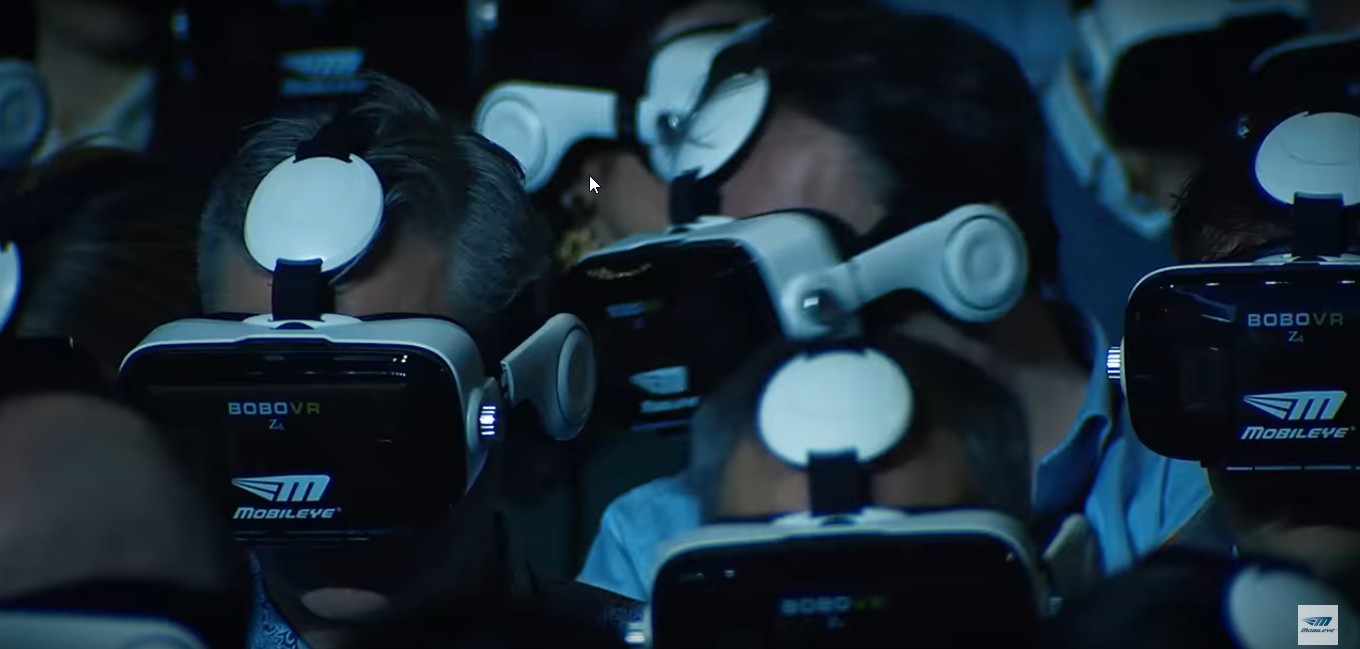 YPO business executives watching Mobileye's record-setting VR presentation on March 3, 2017. Photo: screenshot