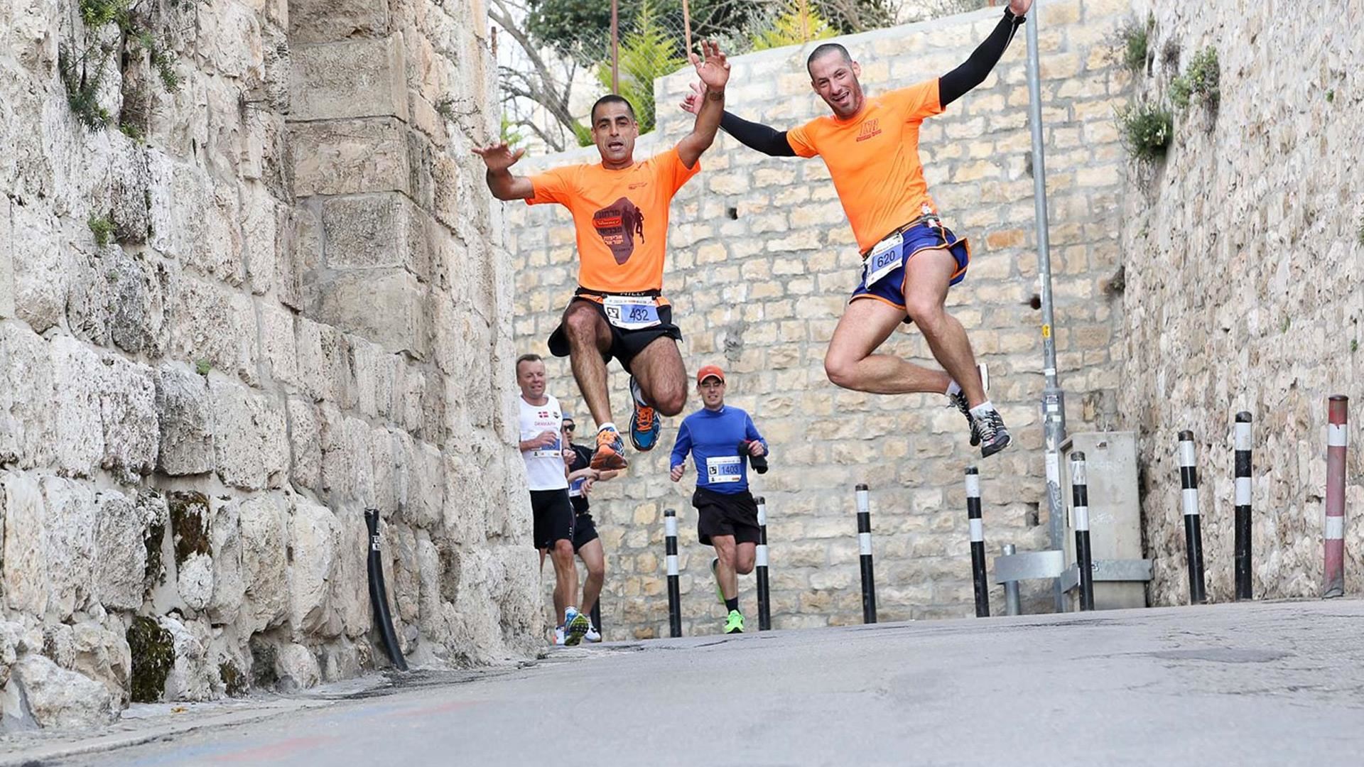 Yippee! The Jerusalem Marathon is here. Photo Jerusalem Winner Marathon