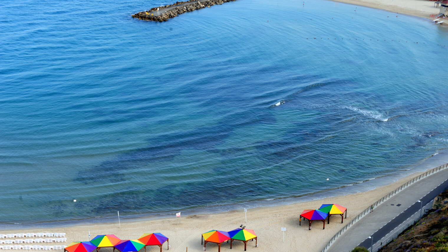 And because in Israel there are all types of rainbows. Beach umbrellas in Tel Aviv. Photo courtesy of Tel Aviv municipality