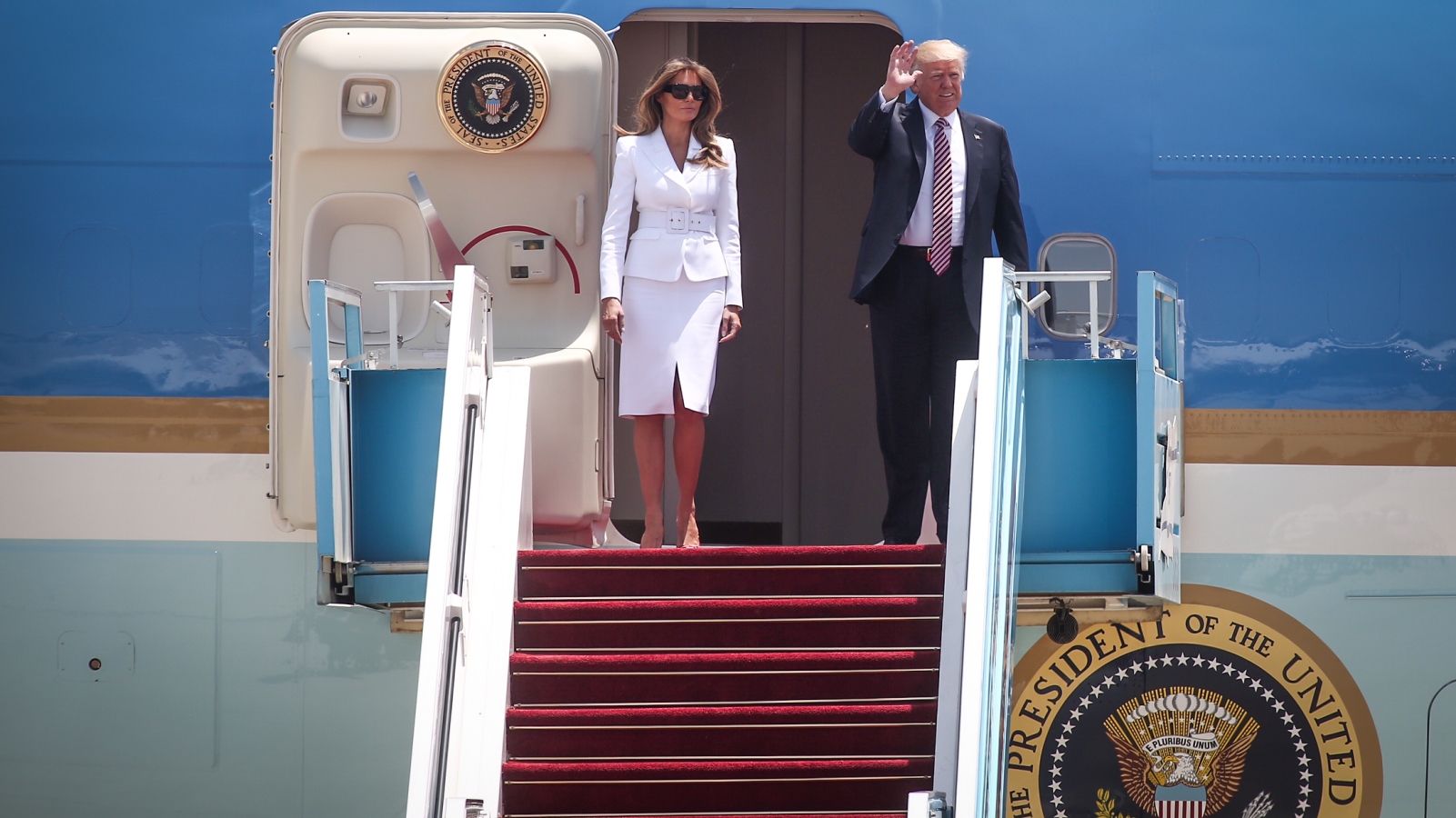 US President Donald Trump and his wife Melania arriving at Ben-Gurion Airport on May 22, 2017. Photo by Miriam Alster/FLASH90