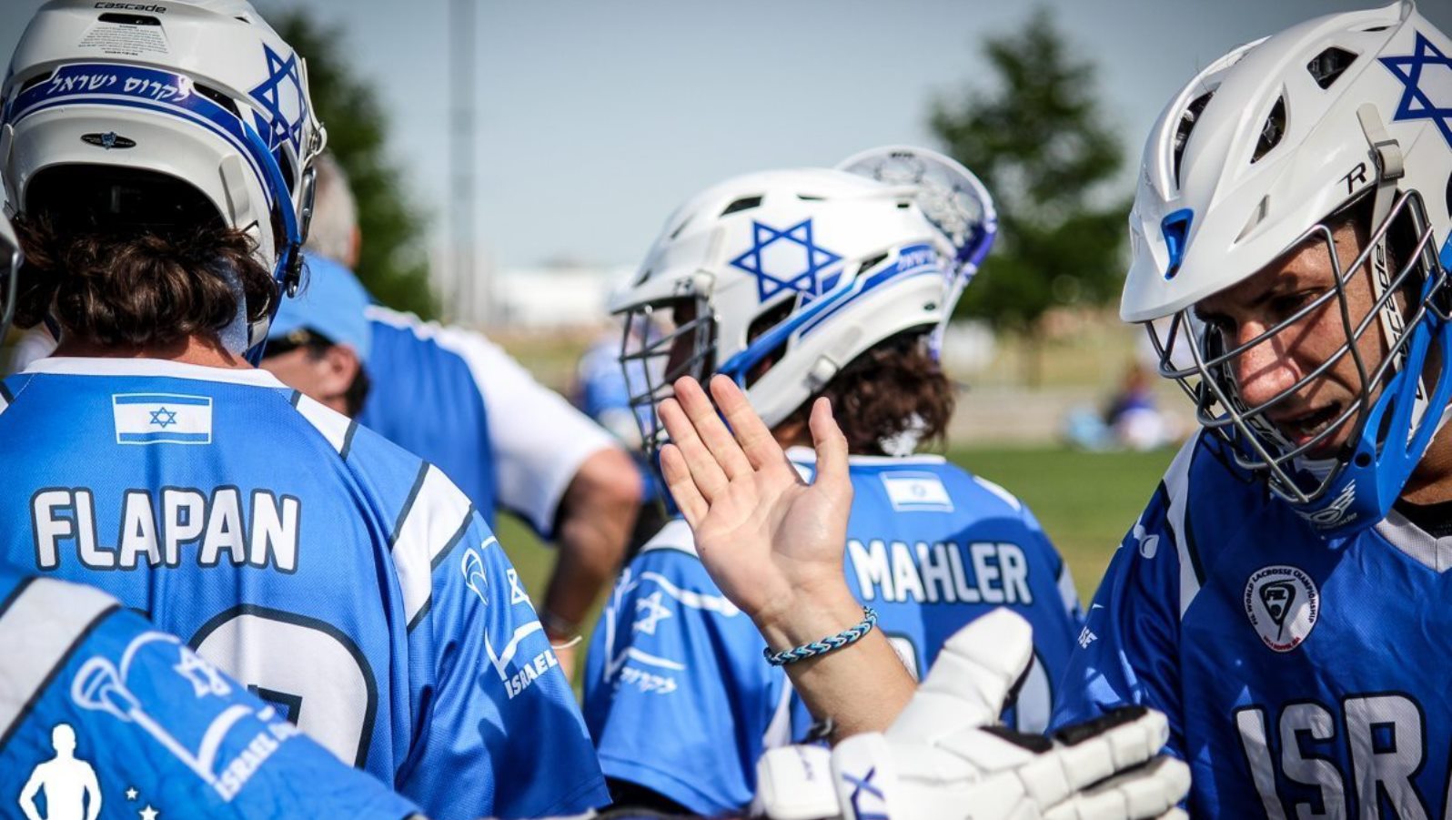 Israeli lacrosse players at the previous world championships in 2014. Photo courtesy of Lacrosse Allstars
