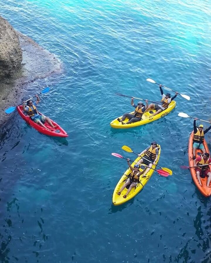 Kayaking in the grottoes of Rosh Hanikra. Photo courtesy of Trek-Yam