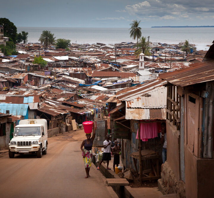 The slums of Freetown in Sierra Leone are often worst hit by floods like those on Monday. Photo via Shutterstock