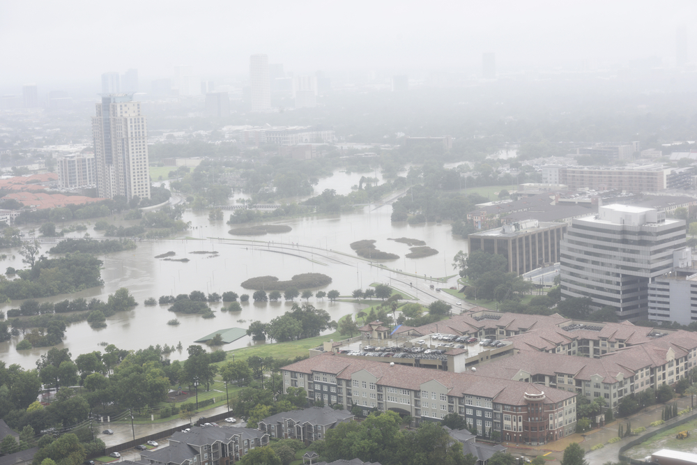 Houston, Texas suffers catastrophic flooding in Hurricane Harvey. Photo via Shutterstock.com