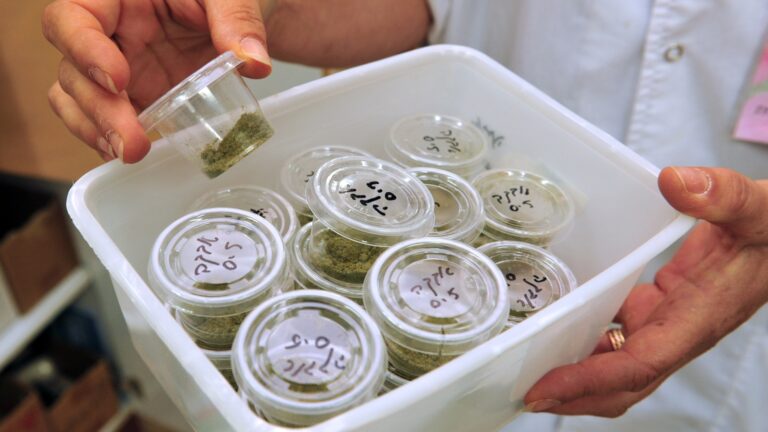 A nurse in Rehovot, Israel, with medical cannabis. Photo by ChameleonsEye/Shutterstock.com