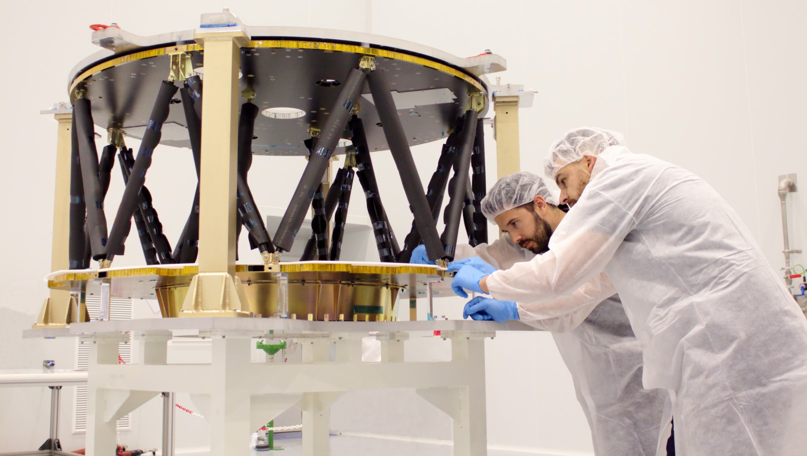 IberEspacio staff working on the SpaceIL primary structure. Photo: courtesy
