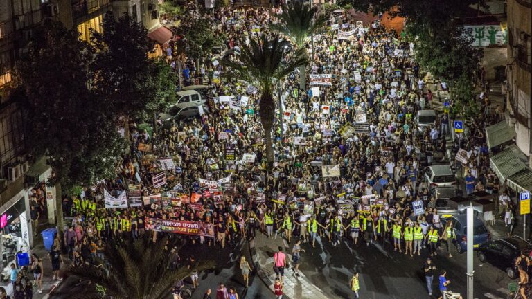 Israelis marching for animal rights in Tel Aviv, 2015. Photo by Revital Topiol