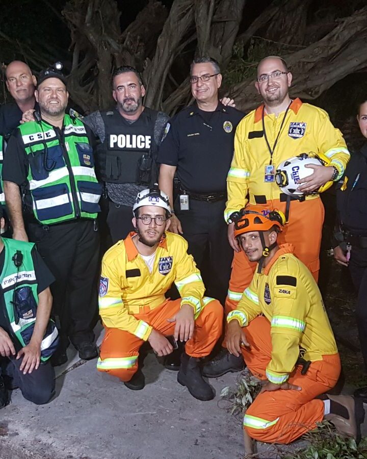 Israeli volunteers from ZAKA joined local relief organizations and police to help Floridians affected by Hurricane Irma. Photo: courtesy
