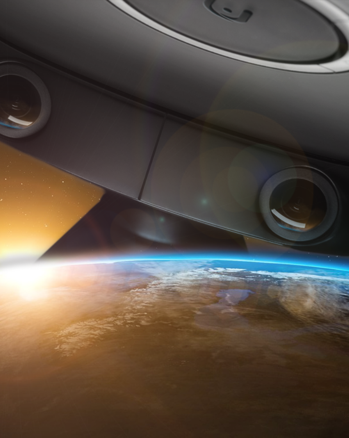 Photo illustration of Vuze in outer space, courtesy of HumanEyes Technologies