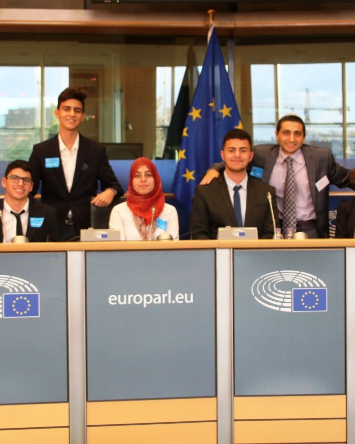 Debate for Peace delegation to the European Parliament in Brussels, October 2017. Founder Steven Aiello is standing on the right. Photo: courtesy