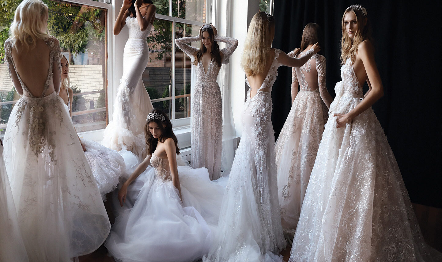 So much to choose from. Dresses from the 2017 Inbal Dror catalog. Photo courtesy