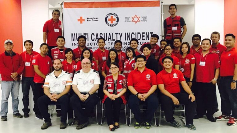 Magen David Adom and Philippine Red Cross personnel at a training for instructors of emergency medicine teams. Photo courtesy of MDA Spokesman