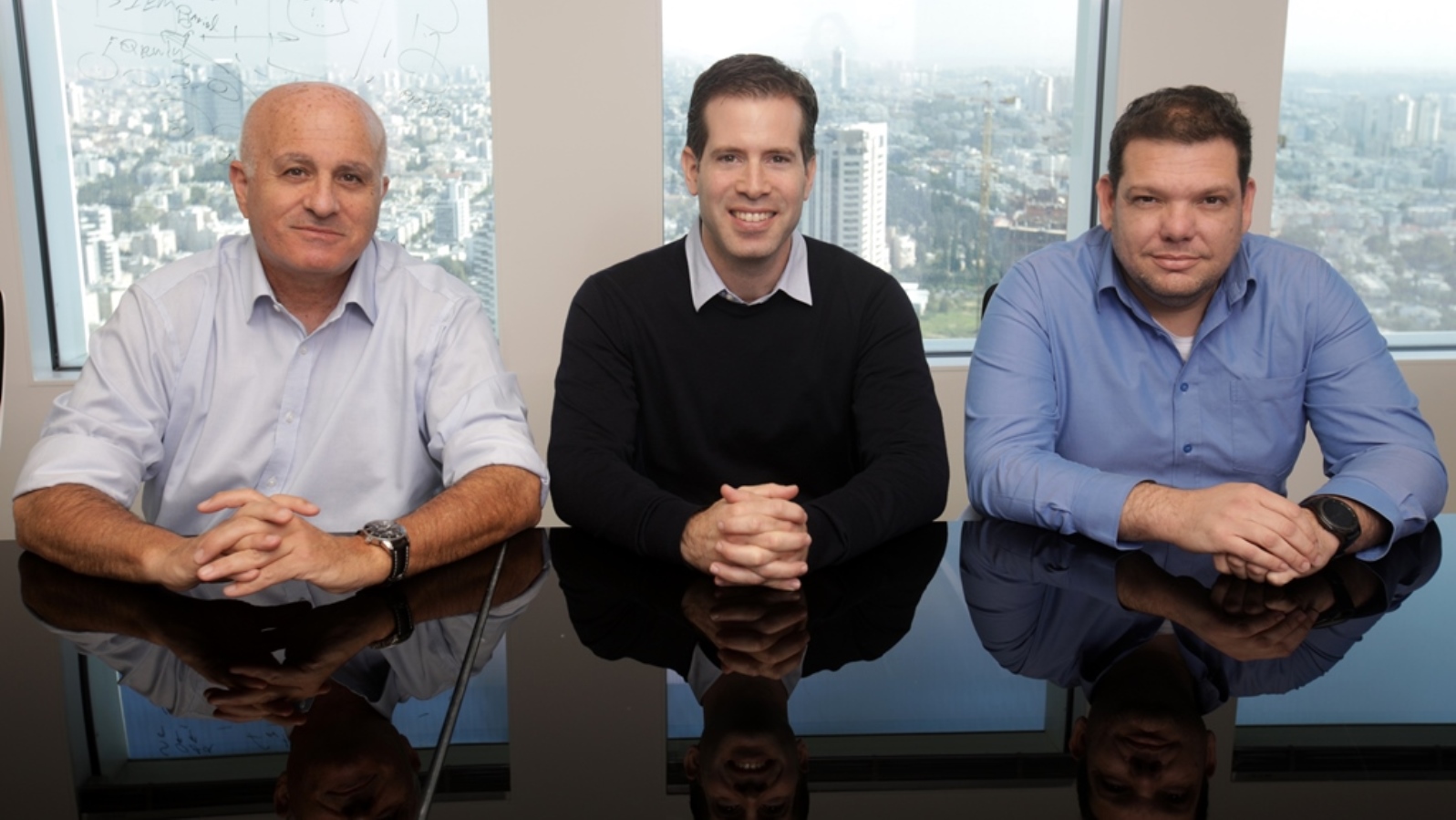 From left, BISEC cofounders Yair Bar-Touv, Yuval Wollman and Eran Alshech. Photo by Erez Uzir