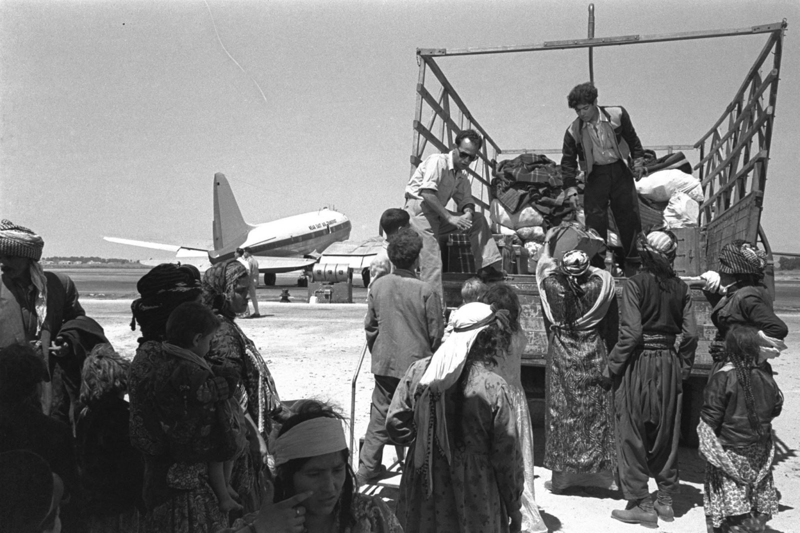 Jewish Immigrants from Iraq leaving Lod Airport, 1951. Photo courtesy of  the National Photo Collection of Israel