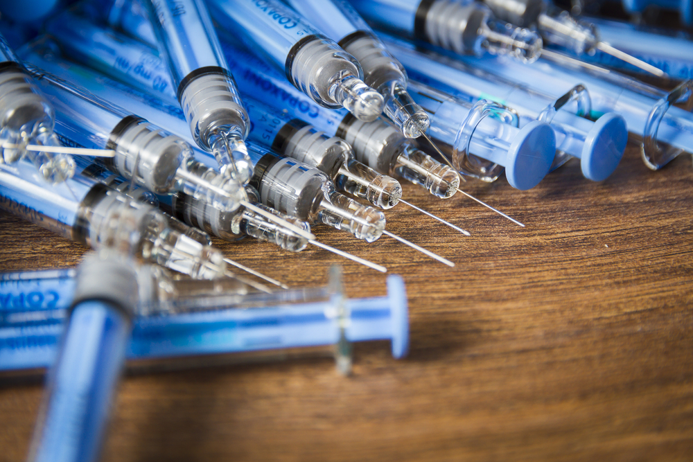 Copaxone needles to treat multiple sclerosis. Photo via Shutterstock