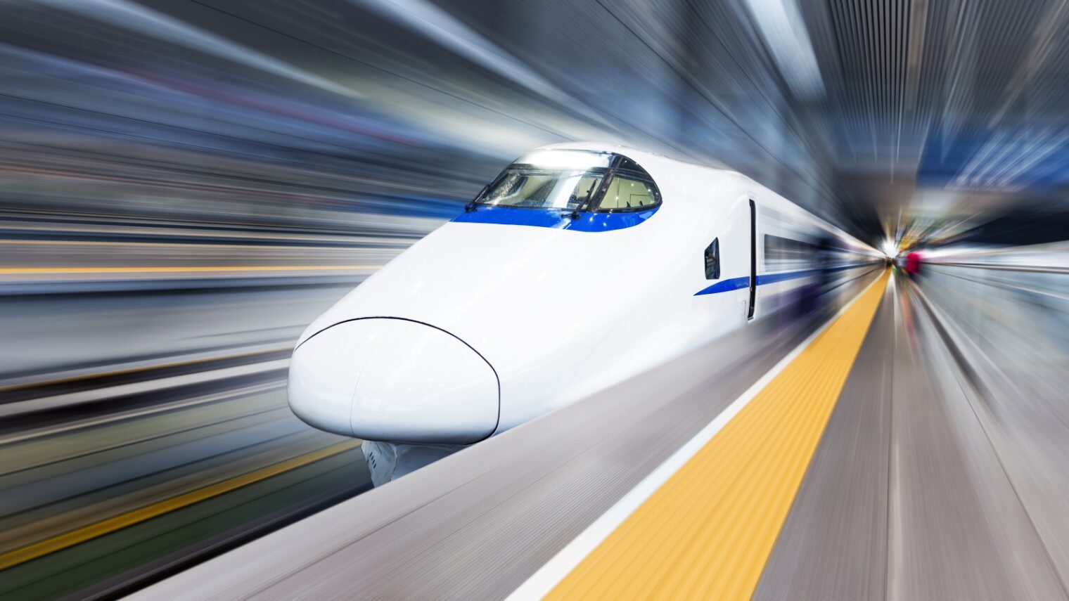 Image of high-speed rail travel via Shutterstock.com