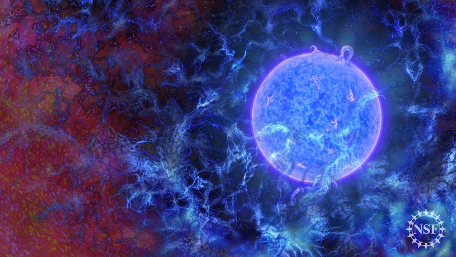Artist's rendering of how the first stars in the universe may have looked. Image copyrighted by N.R. Fuller/National Science Foundation, courtesy of CSIRO, Australia