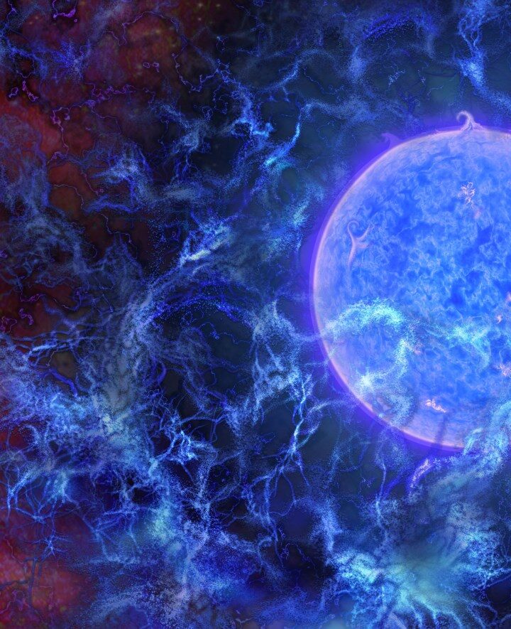 Artist's rendering of how the first stars in the universe may have looked. Image copyrighted by N.R. Fuller/National Science Foundation, courtesy of CSIRO, Australia