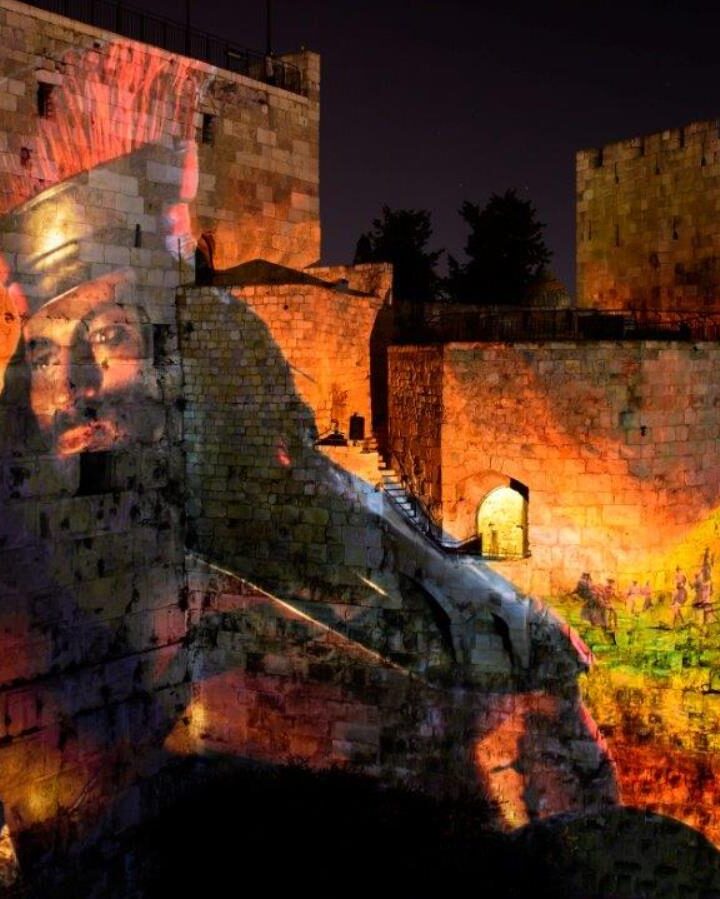 Detail from the “King David” sound-and-light show at the Tower of David Museum in Jerusalem. Photo by Naftali Hilger