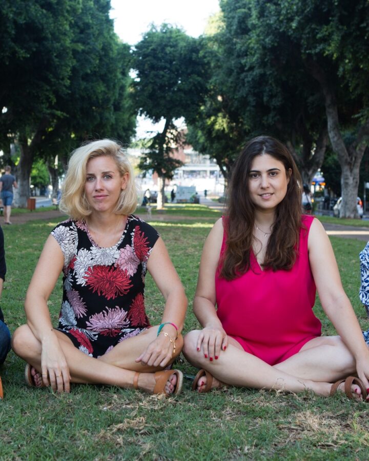 Peace Science cofounders, from left: Regev Contes, Yamit Eriksson, Shir Nosatzki and Revital Iyov. Photo by Dafna Talmon