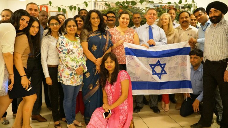 An Israeli flag signed by people in New Delhi. Photo courtesy of Ammunition Hill