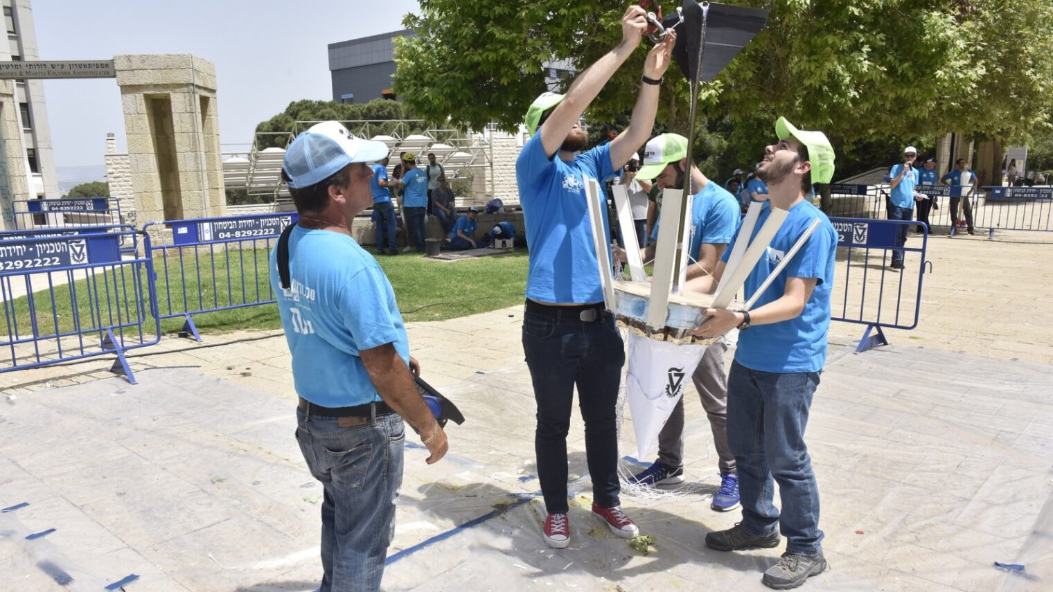 Will the eggs inside this contraption stay intact after falling 40 meters? Photo by Sharon Tzur/Technion Spokesperson's Office