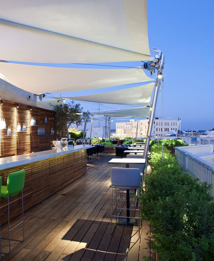 Mamilla Rooftop Lounge and Restaurant overlooks the Old City of Jerusalem. Photo: courtesy