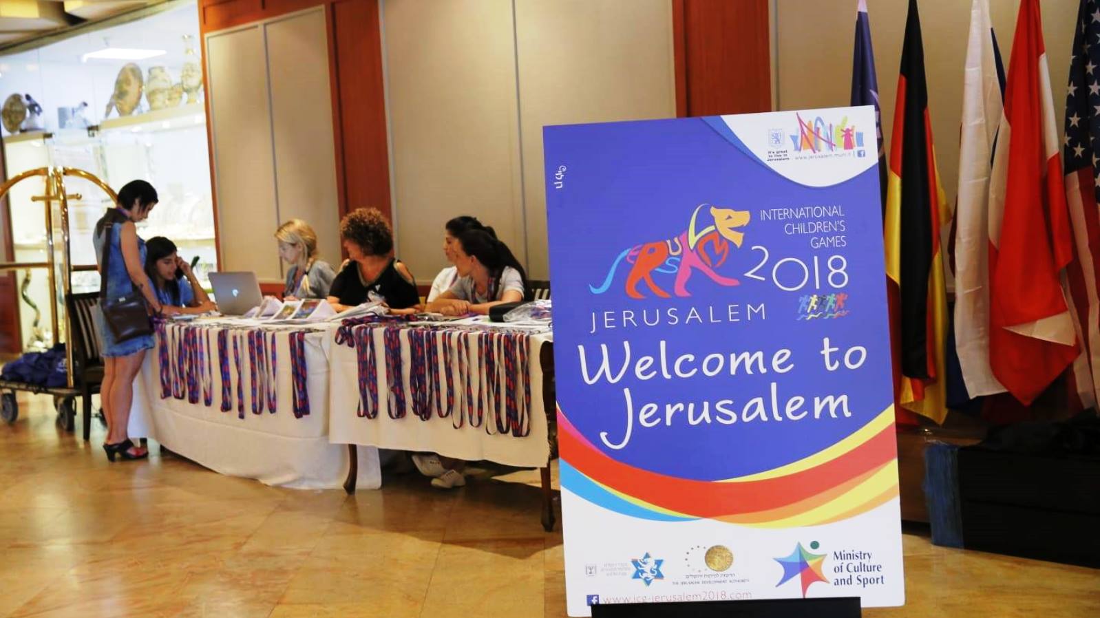 Registration for International Children’s Games in Jerusalem, July 29, 2018. Photo via Facebook