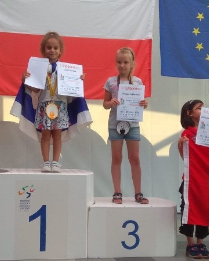 Liel Levitan, 7, on the podium at the 2018 European School Chess Championship 2018. Photo via Israel Chess Federation