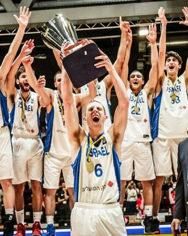 Members of the Israeli under-20 basketball team at the European finals, which they won 80-66 over Croatia. Photo via Facebook