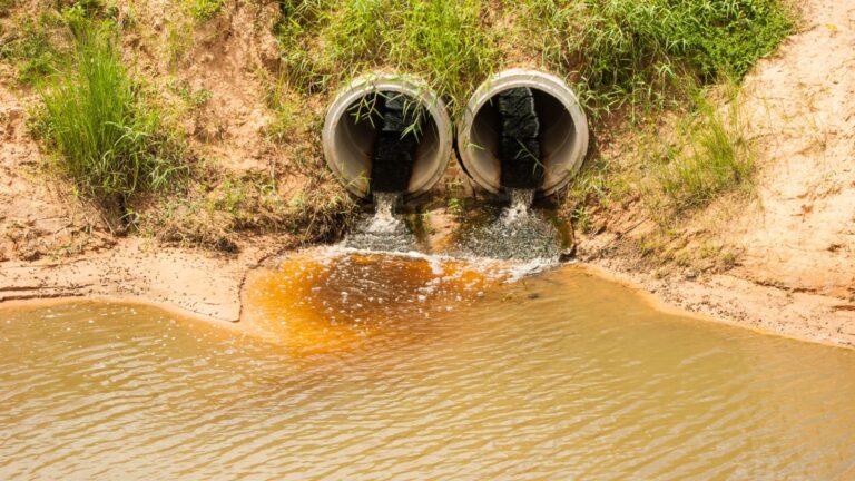 Toxic substances emitted by industry pollute soil and water. Image via Shutterstock.com