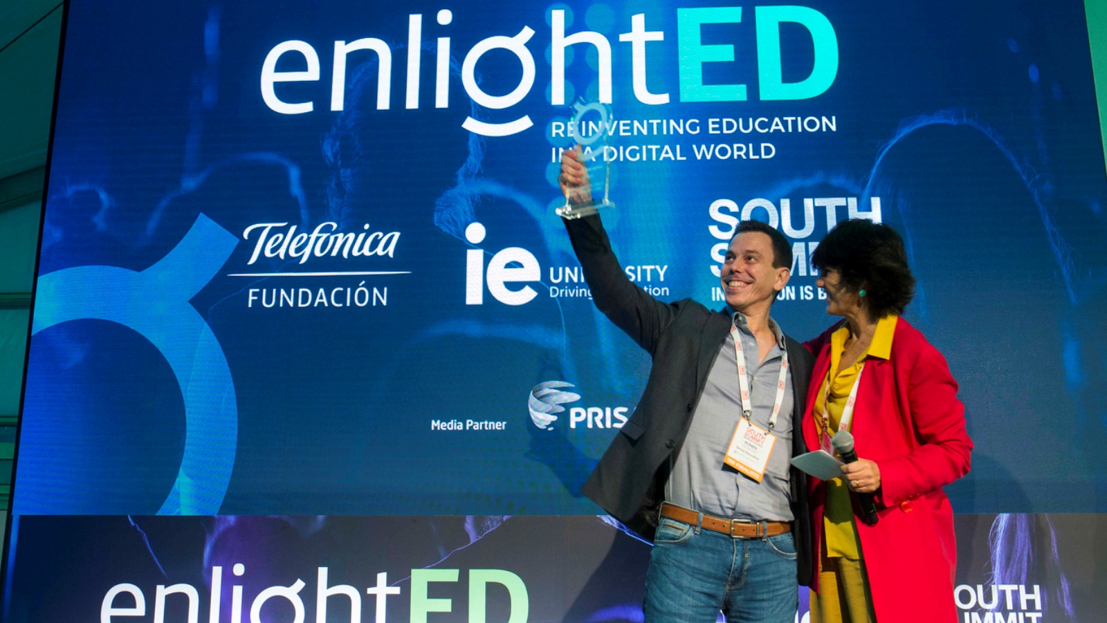 Sense Education CTO and Founder Ronen Tal-Botzer receiving an award at South Summit 2018 in Madrid. Photo: courtesy