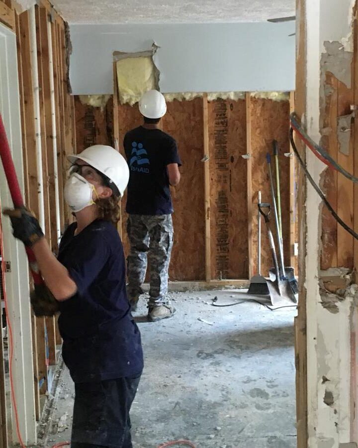 IsraAID volunteers fixing a house in Wilmington, North Carolina. Photo via Facebook