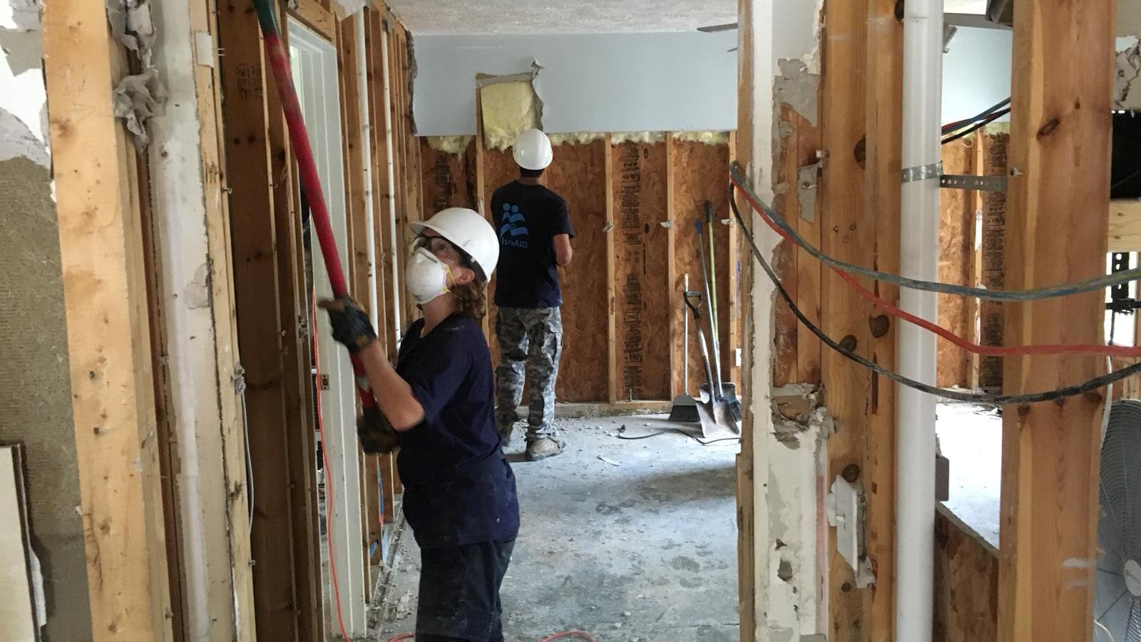 IsraAID volunteers fixing a house in Wilmington, North Carolina. Photo via Facebook