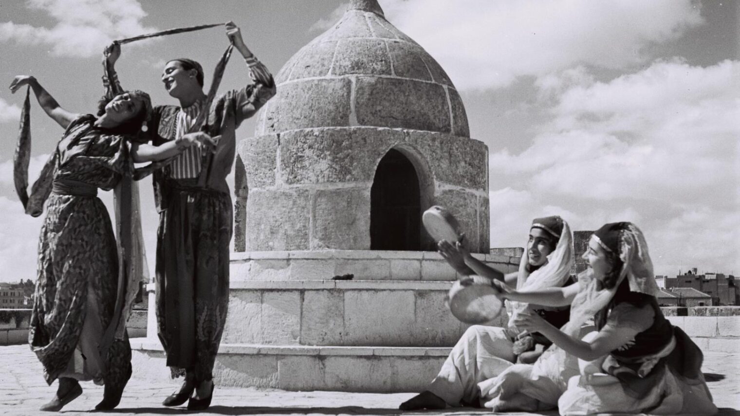 A Bucharian dance performed by members of the Rina Nikova ballet in the Citadel in Jerusalem (1946). Photo by Zoltan Kluger for GPO