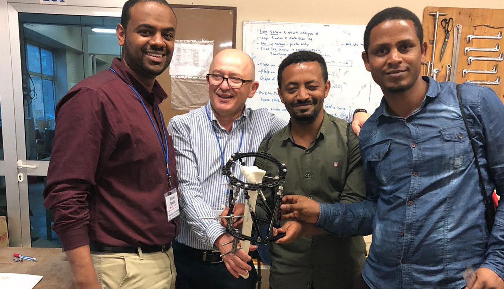 Rambam pediatric orthopedist Mark Eidelman, second from left, with African colleagues at Black Lion Hospital in Addis Ababa. Photo courtesy of Rambam Medical Center