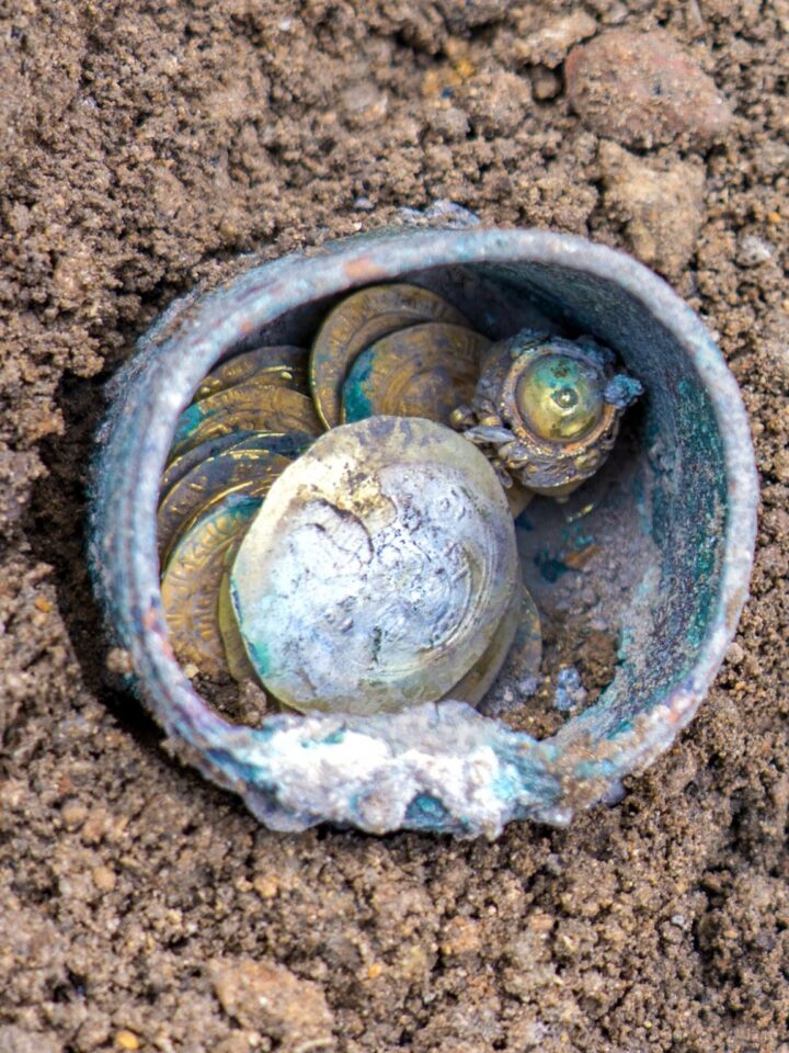 The rare cache found on site. Photo by Yaniv Berman, courtesy of the Caesarea Development Corporation