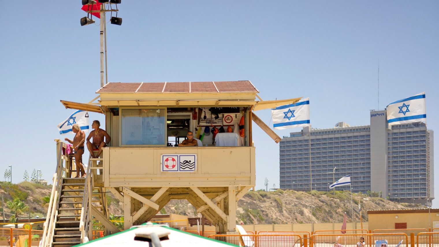 Lifeguards on Metzitzim Beach, Tel Aviv. Photo by Ido Biran