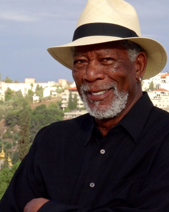 Morgan Freeman in Jerusalem during filming for “The Story of God.” Photo via Facebook