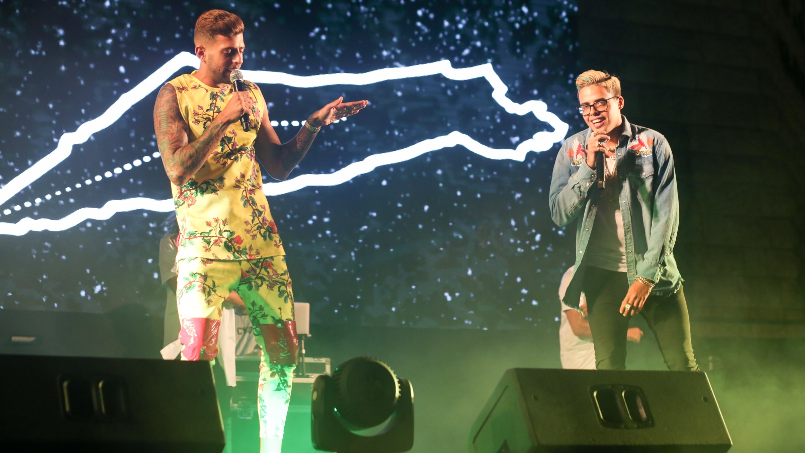 Israeli pop-duo Static & Ben El Tavori performing in Israel on August 23, 2018. Photo by David Cohen/FLASH90