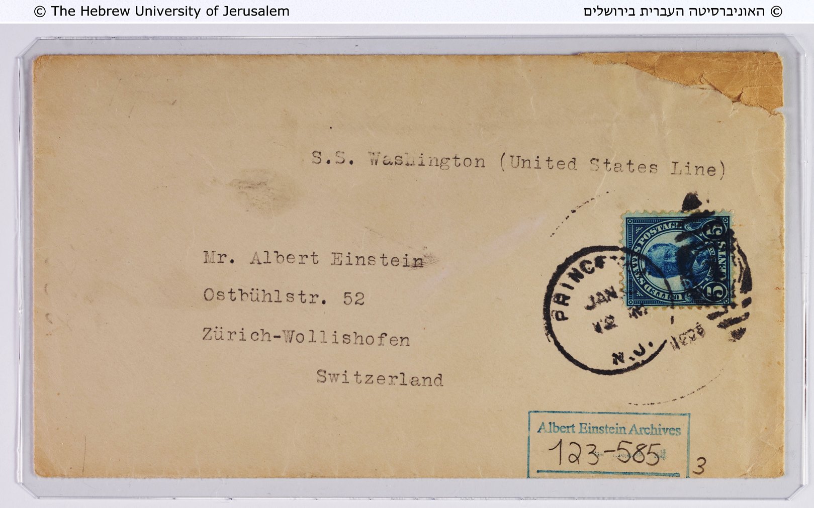 One of the newly discovered items added to the Albert Einstein Archives in March 2019. Photo by Ardon Bar Hama, Albert Einstein Archives/Hebrew University