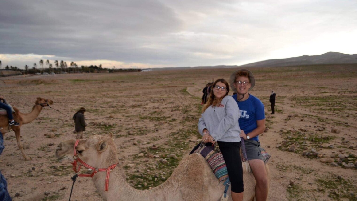 Joey Kirsch and a friend riding a camel in Israel. Photo: courtesy