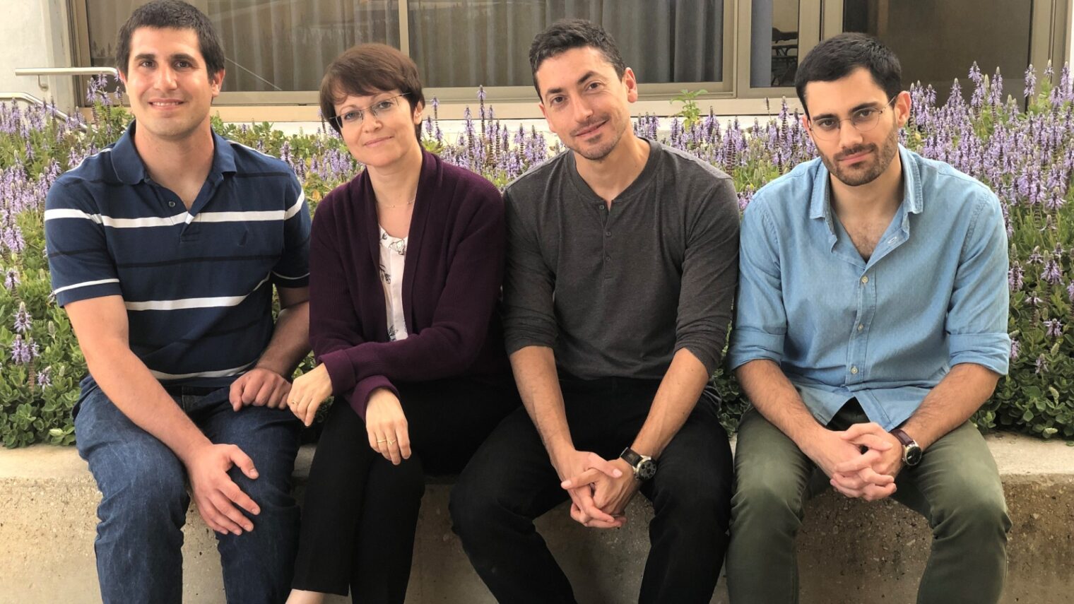 From left, Tel Aviv University researchers Nir Gonen, Prof. Inna Slutsky, Boaz Styr and Daniel Zarhin. Photo by Rachel Slutsky