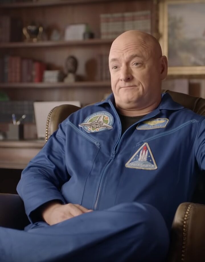 US astronaut Scott Kelly in a screenshot from his SodaStream April Fools’ Day “infomercial.”