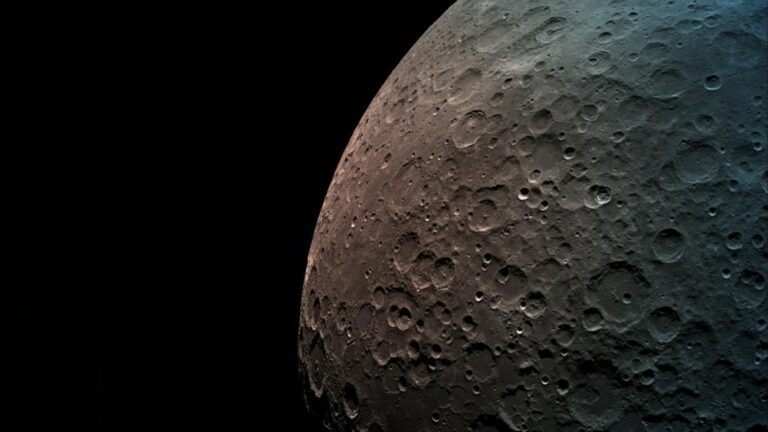 The far side of the moon, photographed by Beresheet from a distance of 550 kilometers (341 miles) on April 7. Photo courtesy of SpaceIL and IAI